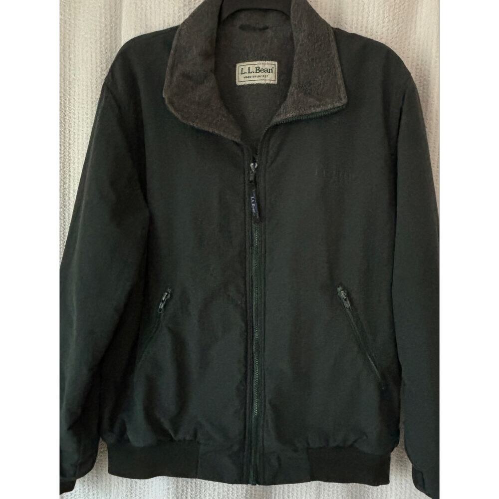Men’s LL Bean M Hunter Green Full Zip Fleece Lined Insulated Bomber Style Jacket
